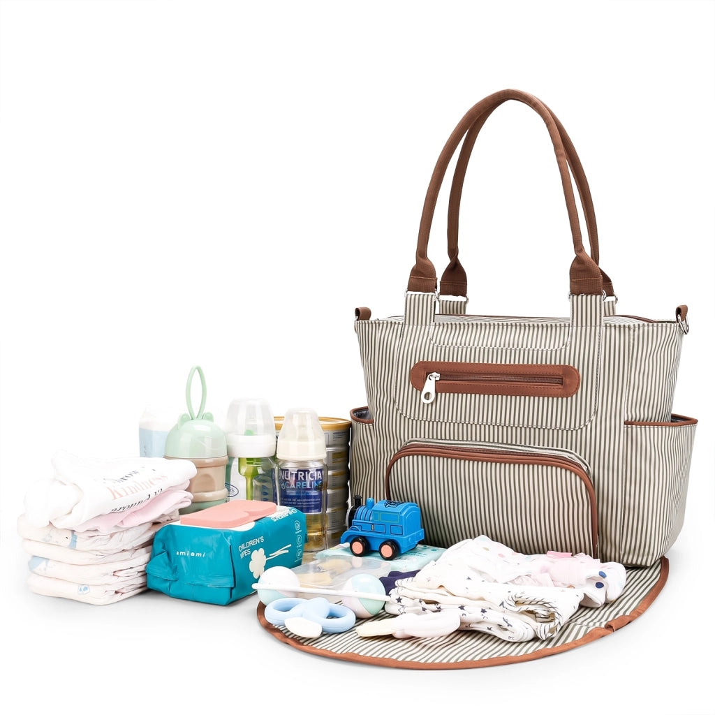 Diaper Bag 7-Piece Set - Large Capacity Nappy Tote Best for Baby Shower Gift Accesories