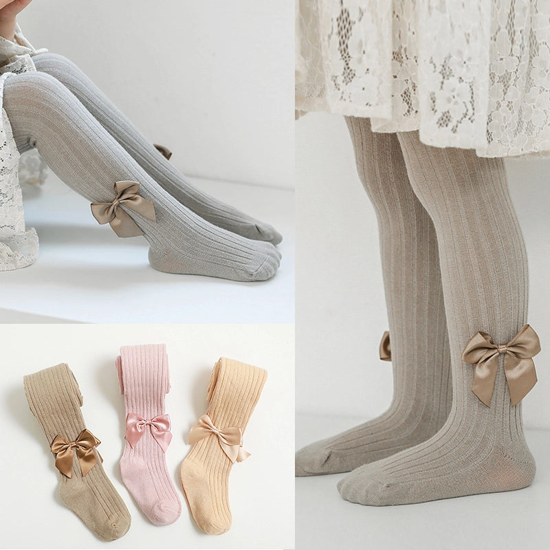 Girls Princess Bow knot Cotton Tights Pantyhose