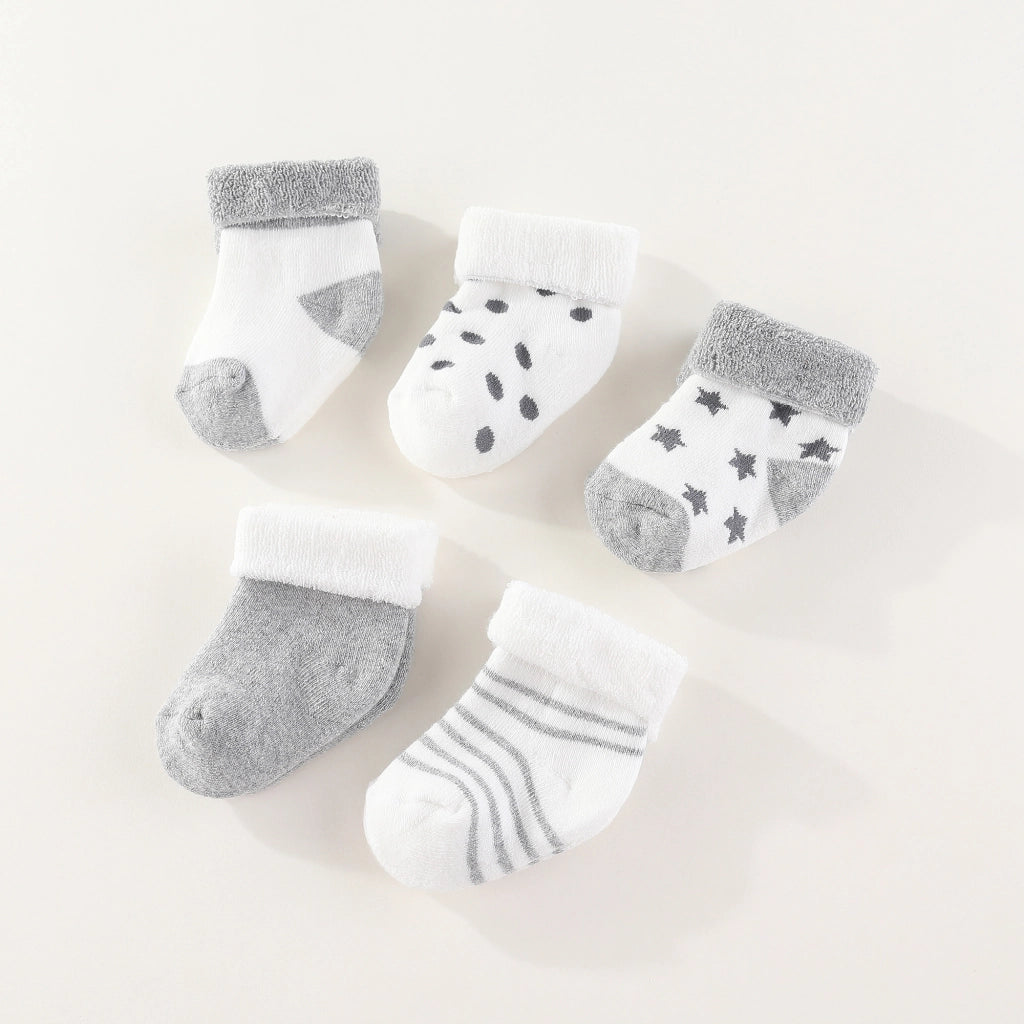 5-Pack 100% Cotton Baby Socks Set