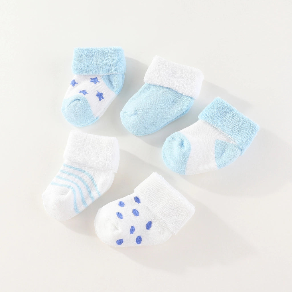 5-Pack 100% Cotton Baby Socks Set