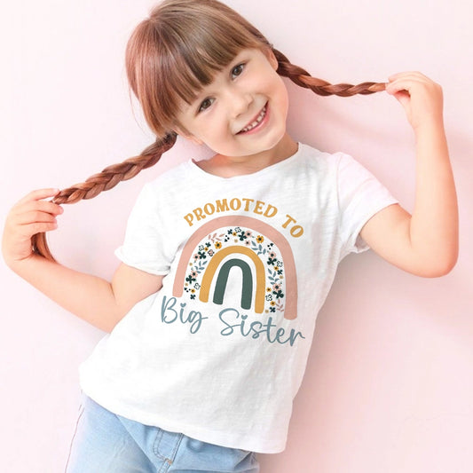 Promoted to Big Sister Rainbow T-shirt for Baby Girls Top Gift