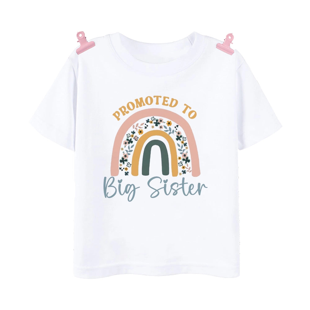 Promoted to Big Sister Rainbow T-shirt for Baby Girls Top Gift