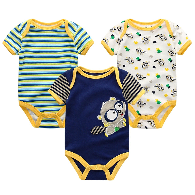 Soft Infant Body Suit 3-Piece Set Baby Boy And Girl Romper