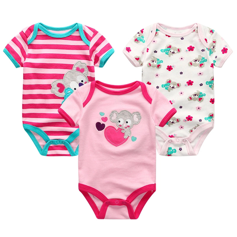 Soft Infant Body Suit 3-Piece Set Baby Boy And Girl Romper