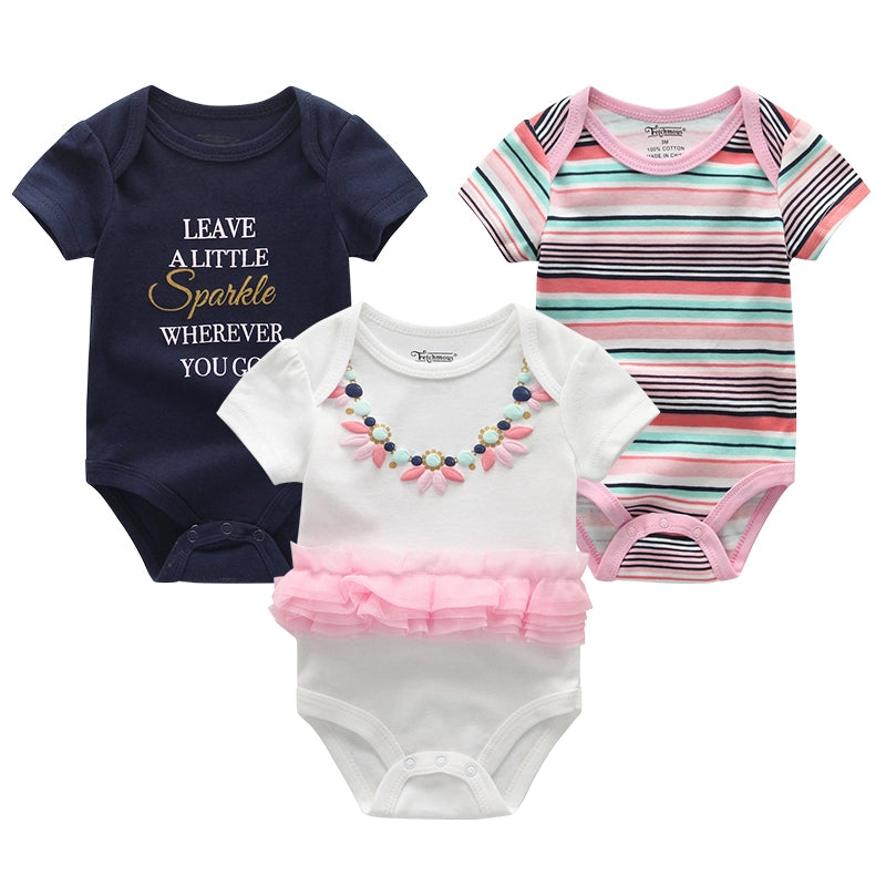 Soft Infant Body Suit 3-Piece Set Baby Boy And Girl Romper