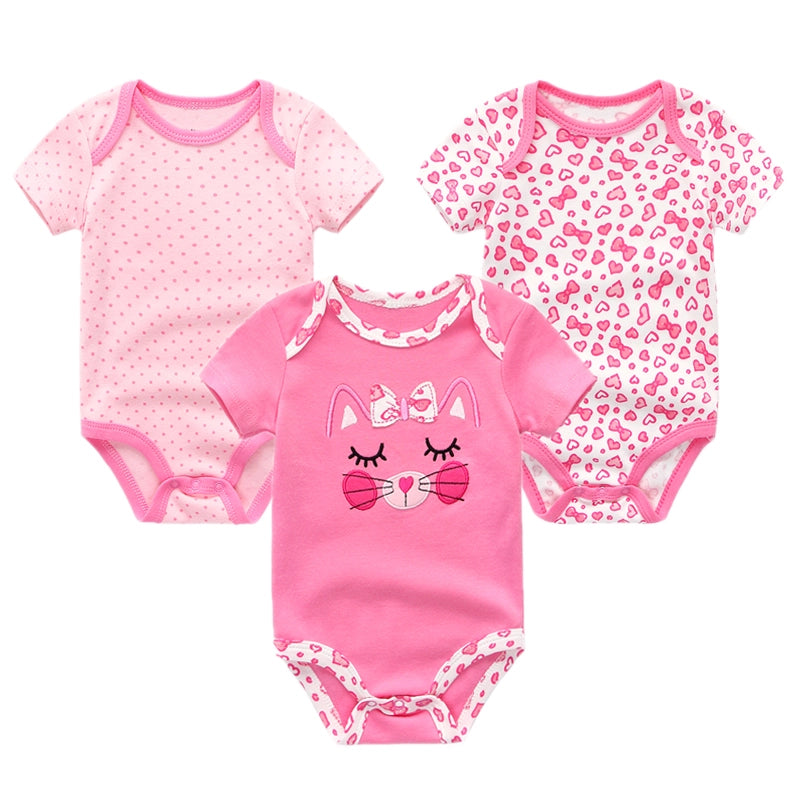 Soft Infant Body Suit 3-Piece Set Baby Boy And Girl Romper