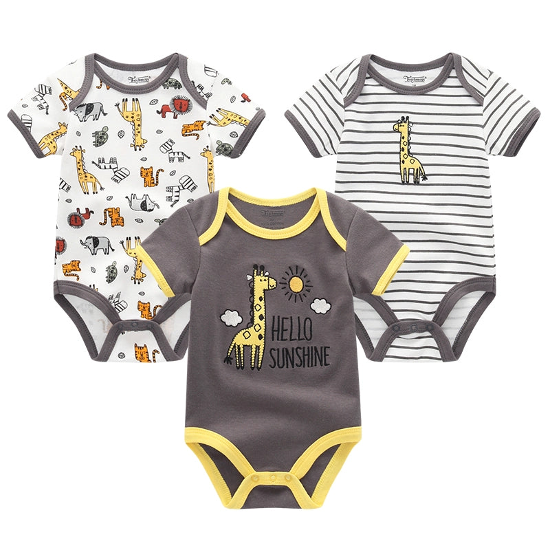 Soft Infant Body Suit 3-Piece Set Baby Boy And Girl Romper