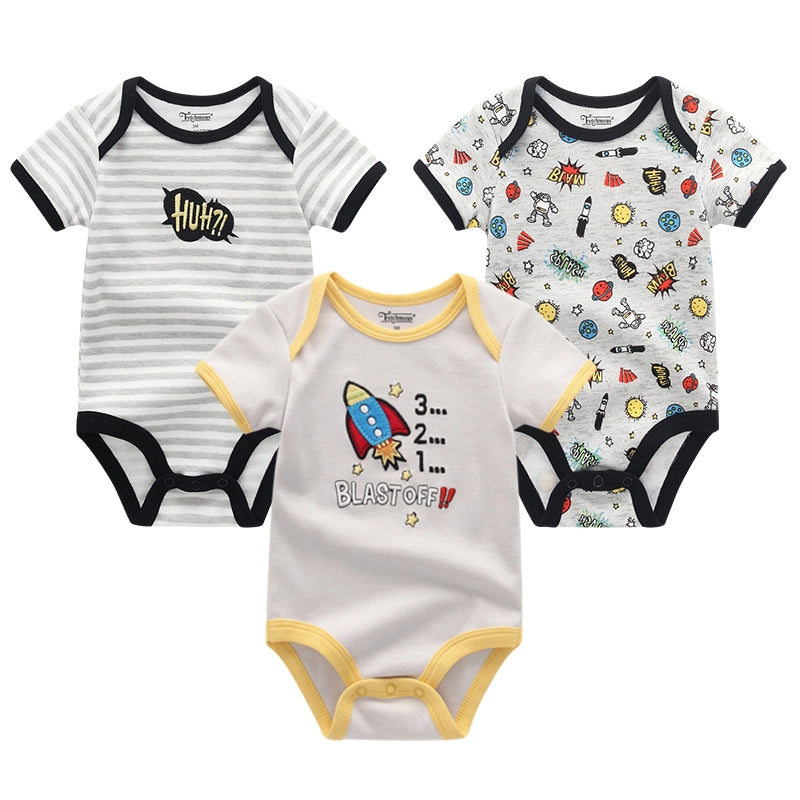 Soft Infant Body Suit 3-Piece Set Baby Boy And Girl Romper