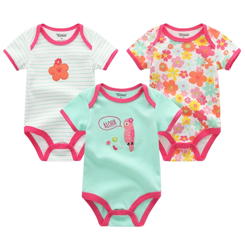 Soft Infant Body Suit 3-Piece Set Baby Boy And Girl Romper