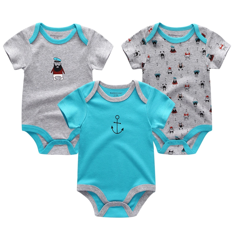 Soft Infant Body Suit 3-Piece Set Baby Boy And Girl Romper