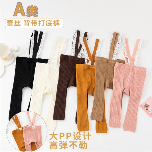 Baby Girl High Waist Ribbed Overalls Pants