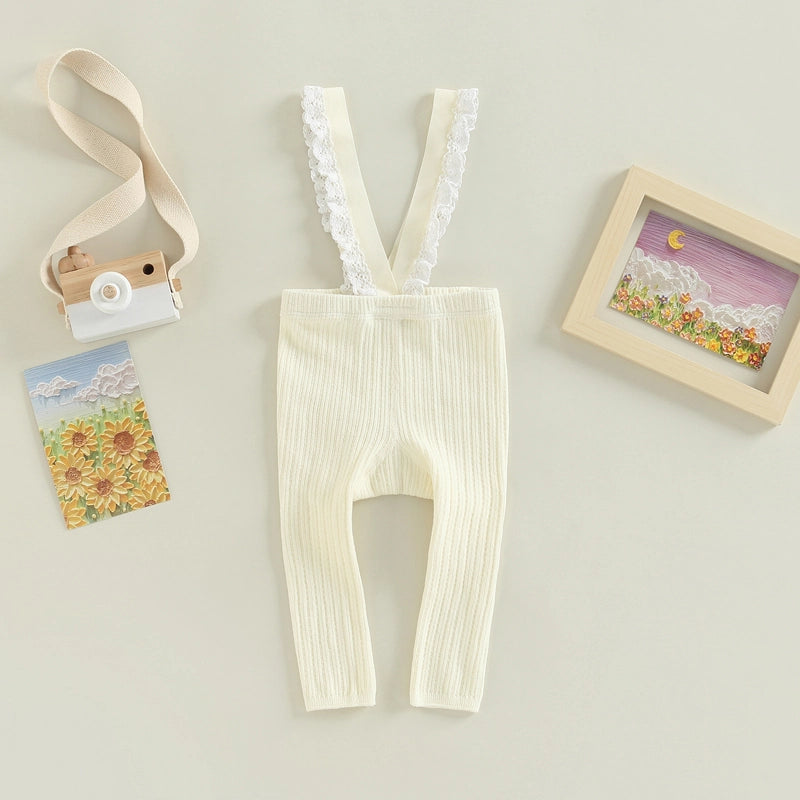 Baby Girl High Waist Ribbed Overalls Pants