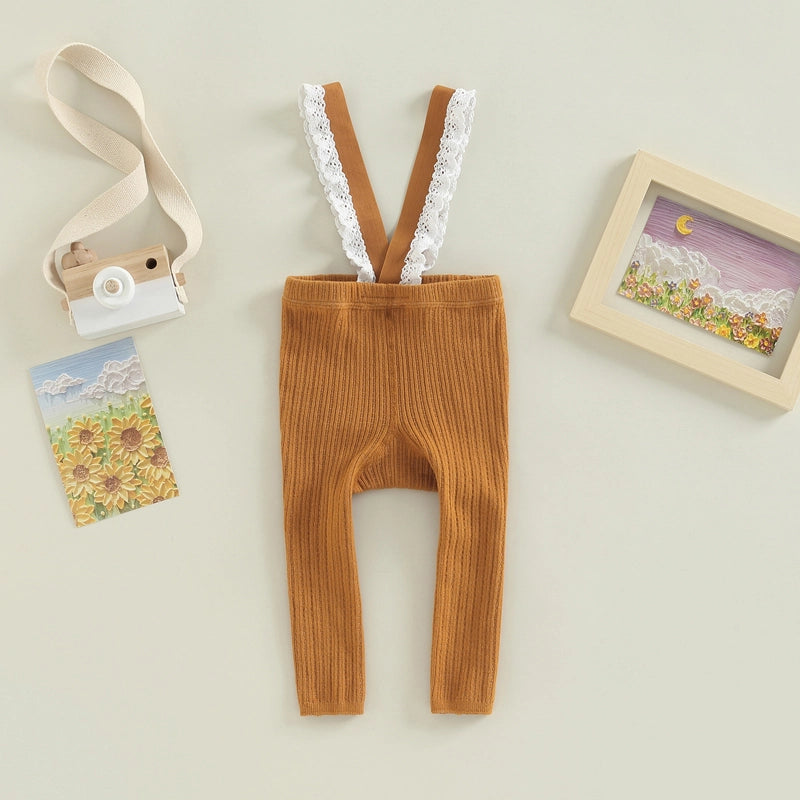 Baby Girl High Waist Ribbed Overalls Pants