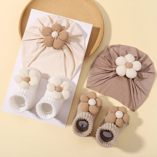 Baby Girl's Knit Headband, Cap & Socks Set