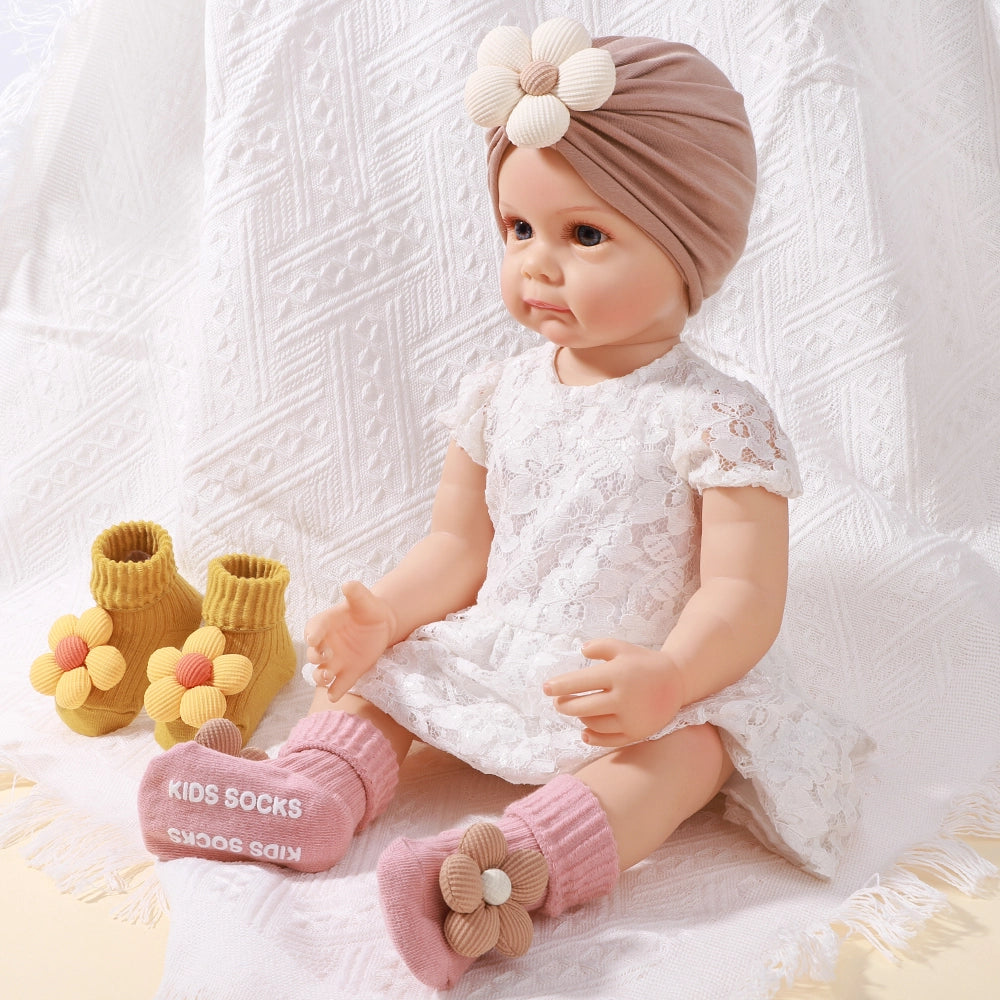 Baby Girl's Knit Headband, Cap & Socks Set