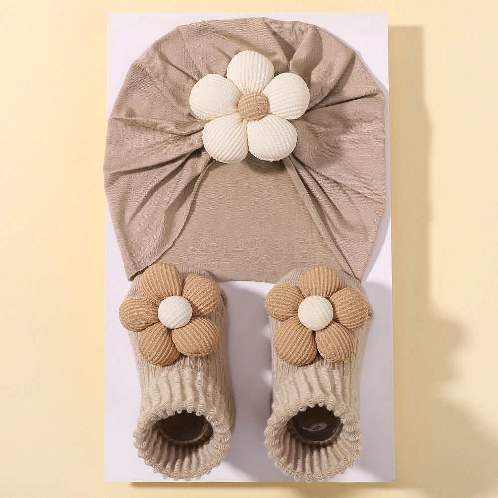 Baby Girl's Knit Headband, Cap & Socks Set