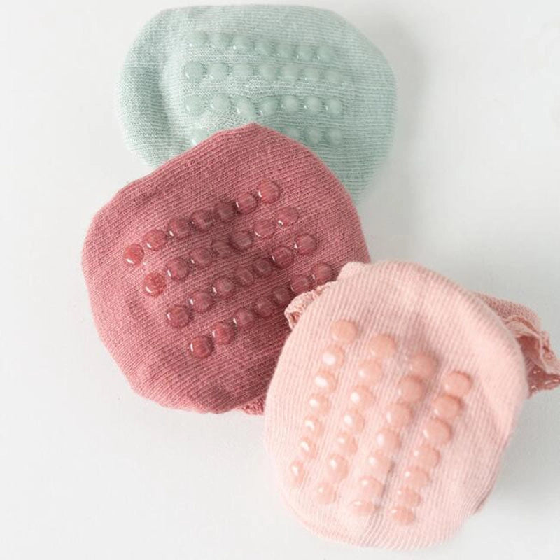Non-Slip Cotton New Born Baby Socks - 4 Pairs Set
