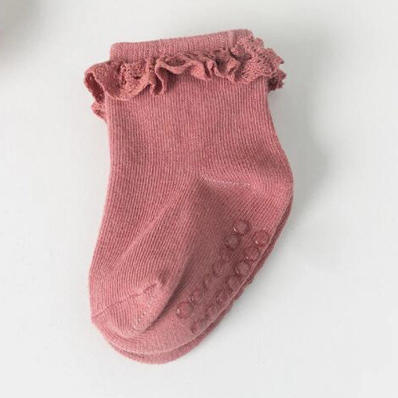 Non-Slip Cotton New Born Baby Socks - 4 Pairs Set
