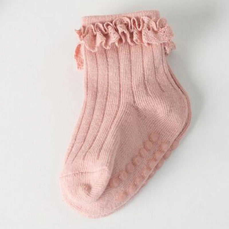 Non-Slip Cotton New Born Baby Socks - 4 Pairs Set