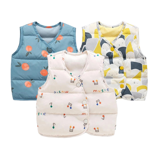 Cartoon Print Baby Down Vests Jacket