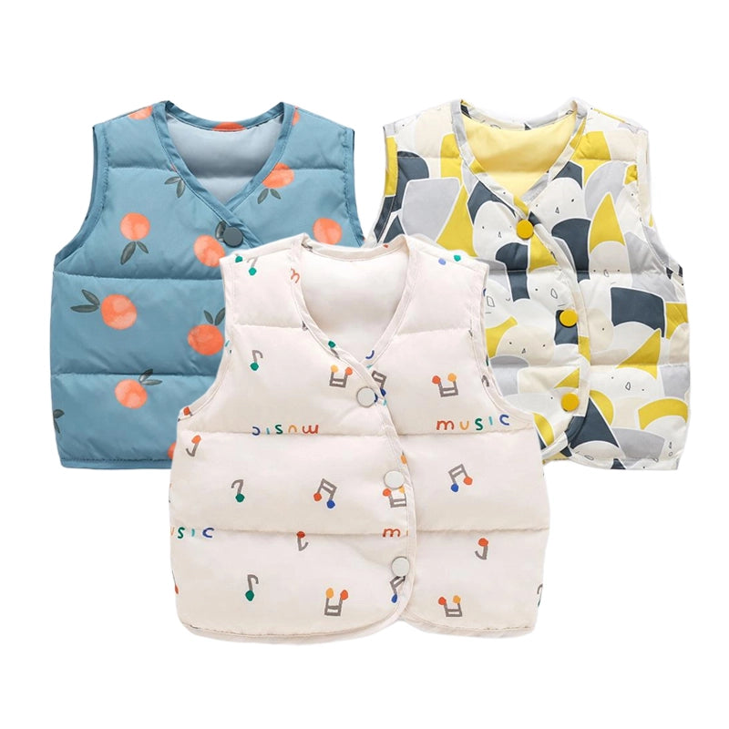 Cartoon Print Baby Down Vests Jacket
