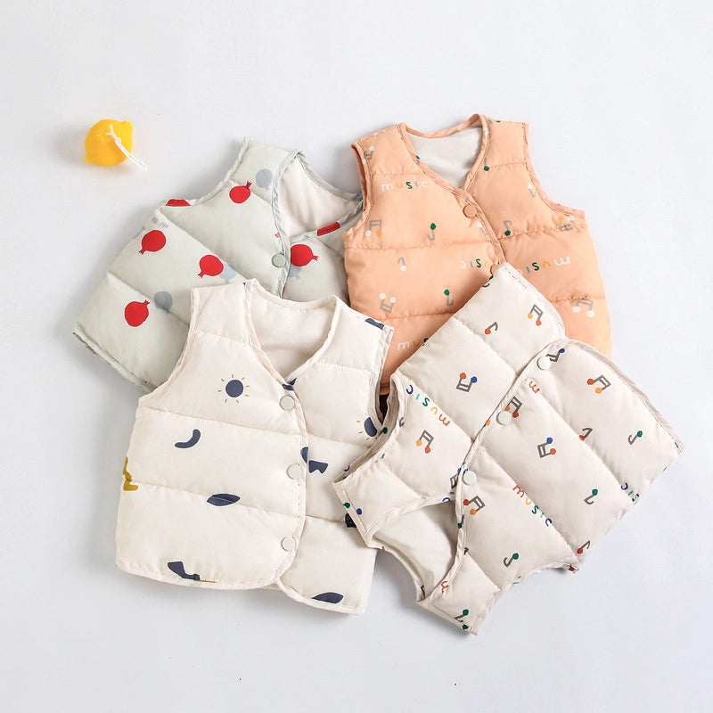 Cartoon Print Baby Down Vests Jacket