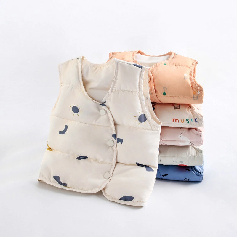 Cartoon Print Baby Down Vests Jacket