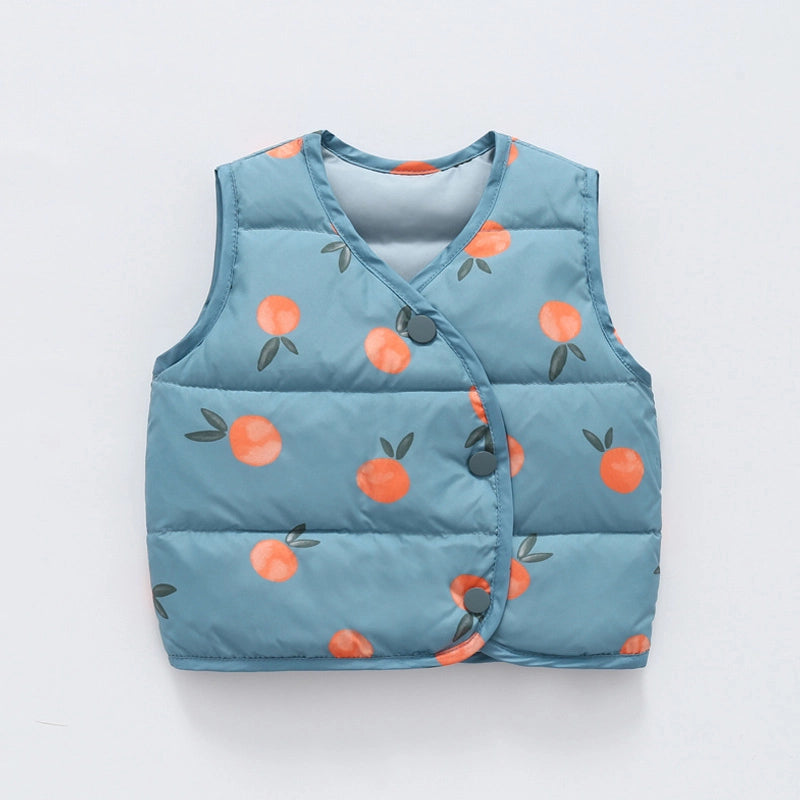 Cartoon Print Baby Down Vests Jacket