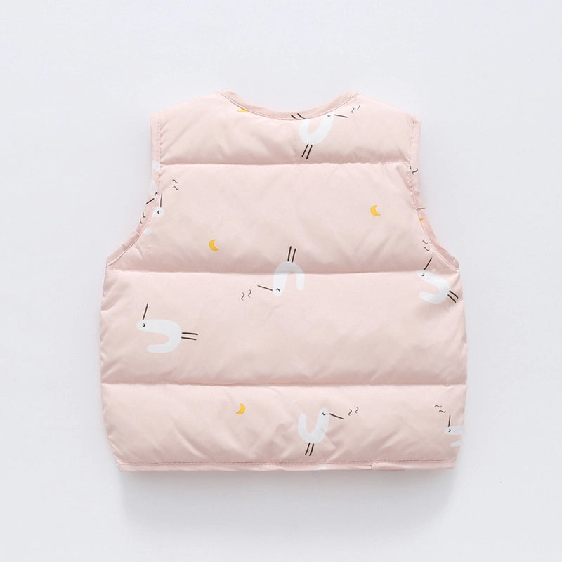 Cartoon Print Baby Down Vests Jacket