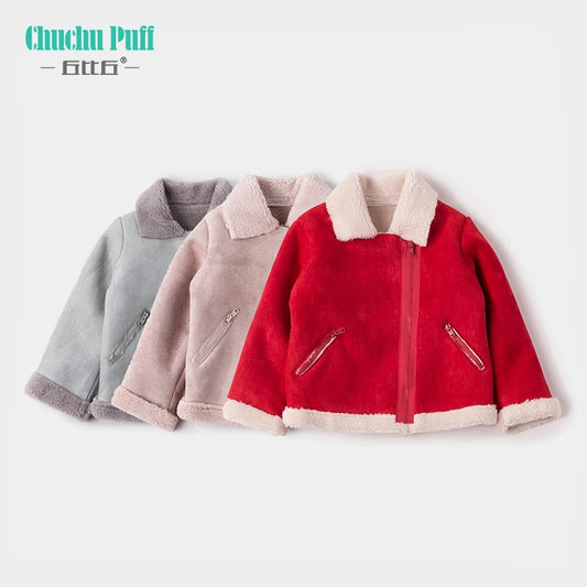Warm Winter Suede Baby Jacket Girl