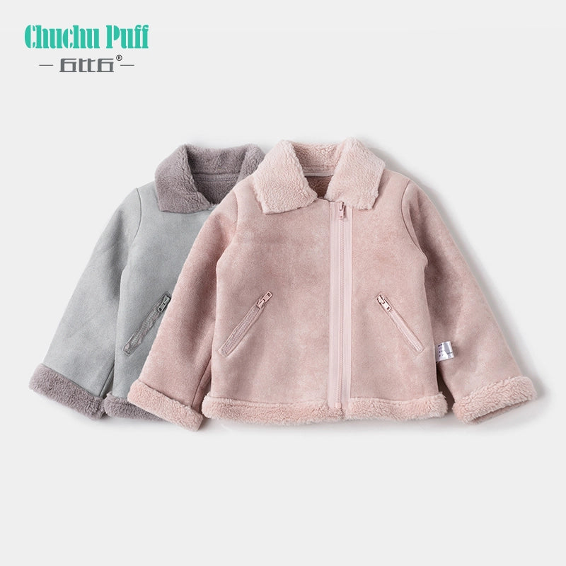 Warm Winter Suede Baby Jacket Girl