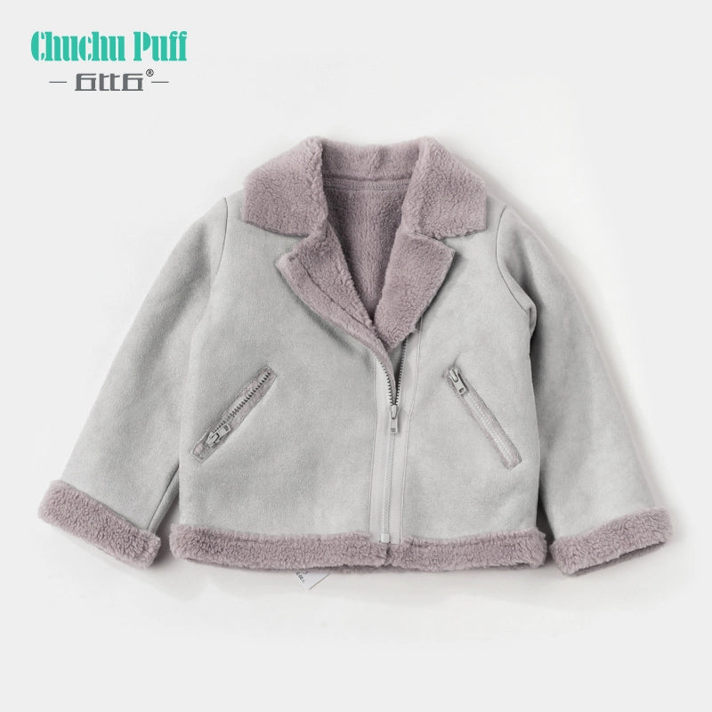 Warm Winter Suede Baby Jacket Girl