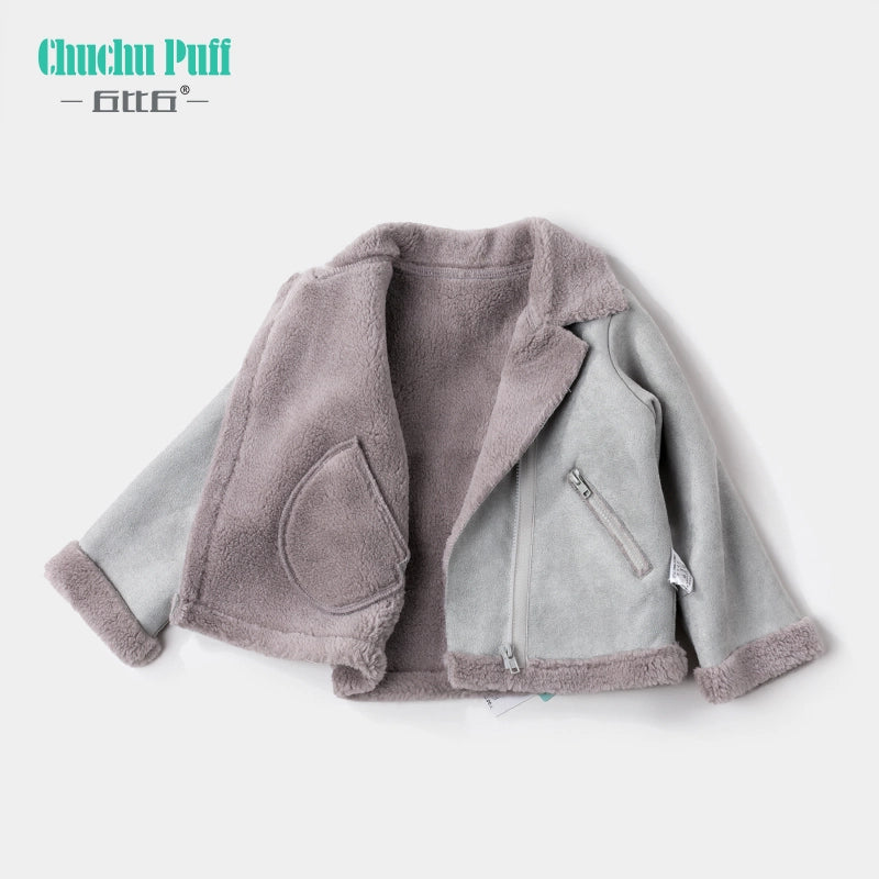Warm Winter Suede Baby Jacket Girl