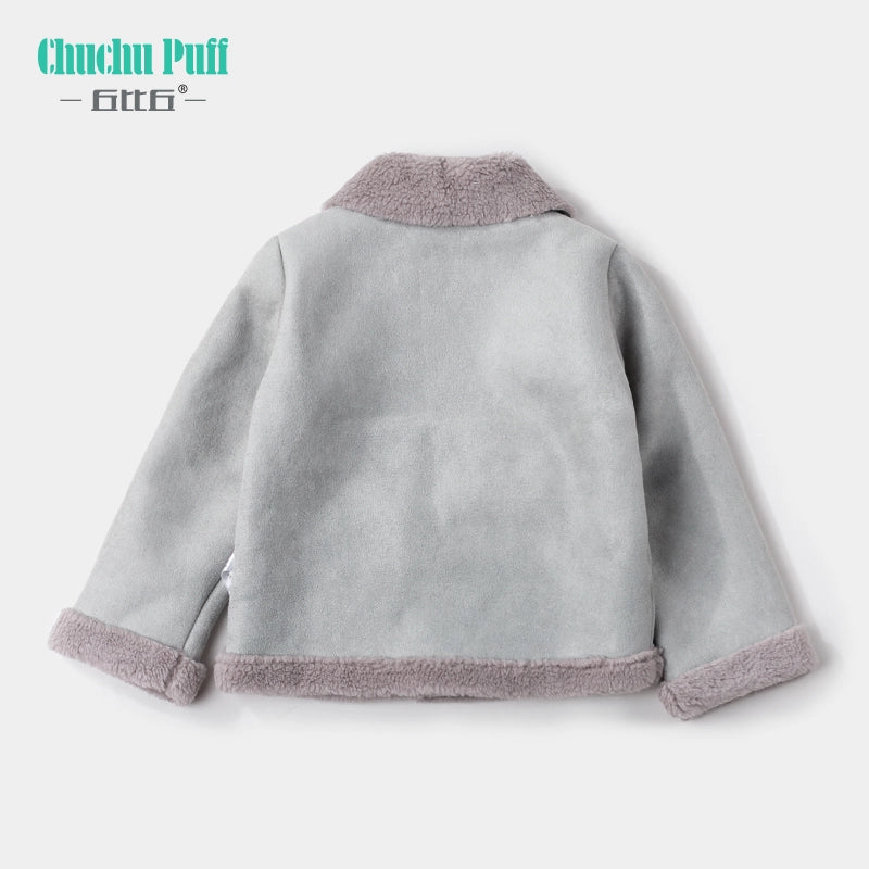 Warm Winter Suede Baby Jacket Girl