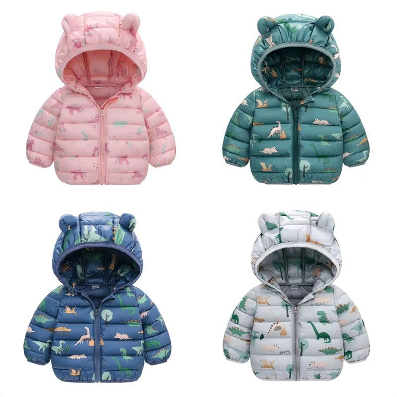Kids Dinosaur Hoodie Down Jackets