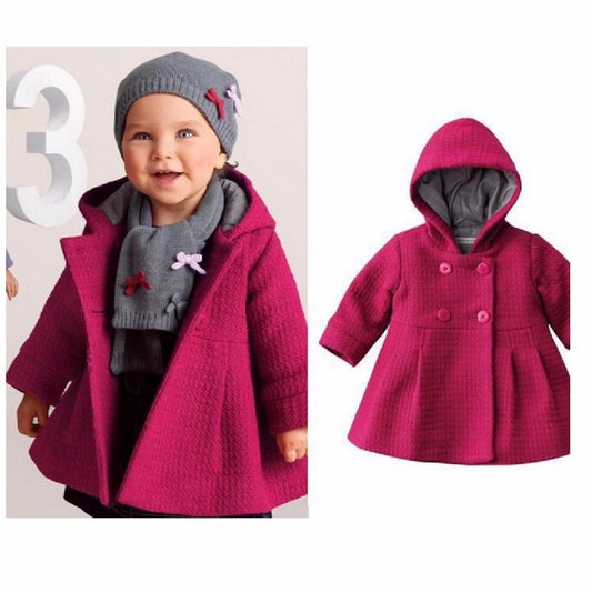 Red Pink Orange Newborn Baby Girls Trench Coat Hooded Jacket