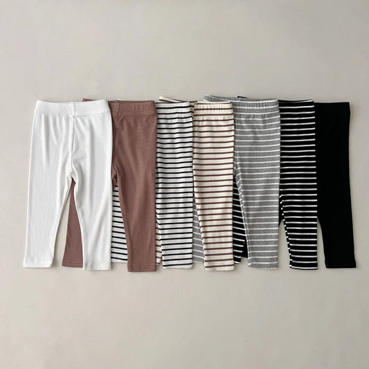 Autumn Kids Girls Ribbed Leggings & Striped Pants