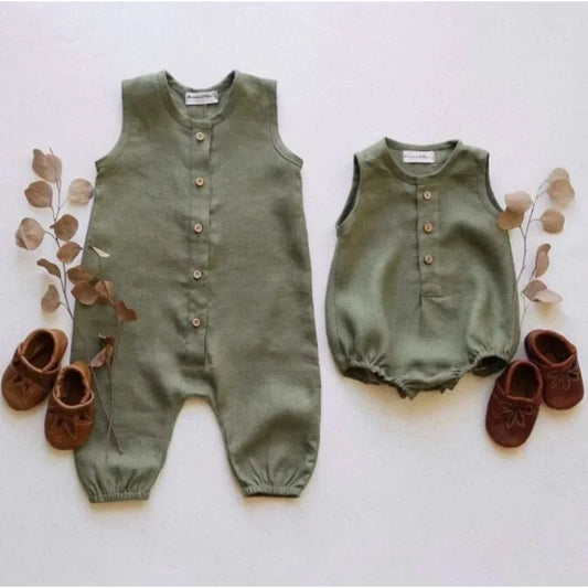 Summer Baby Romper Cotton Linen Jumpsuit