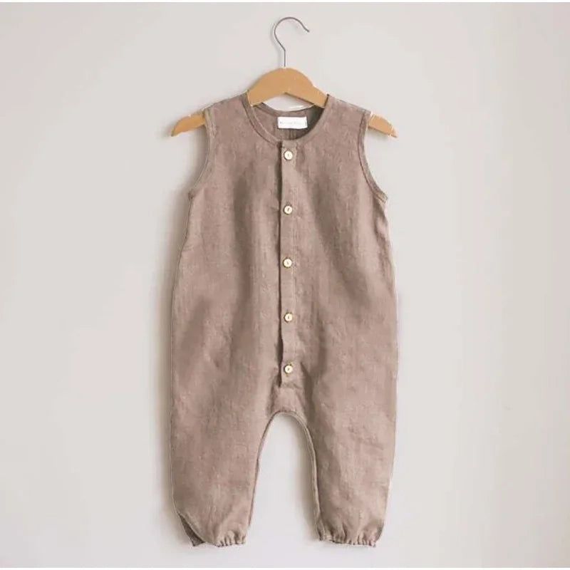 Summer Baby Romper Cotton Linen Jumpsuit