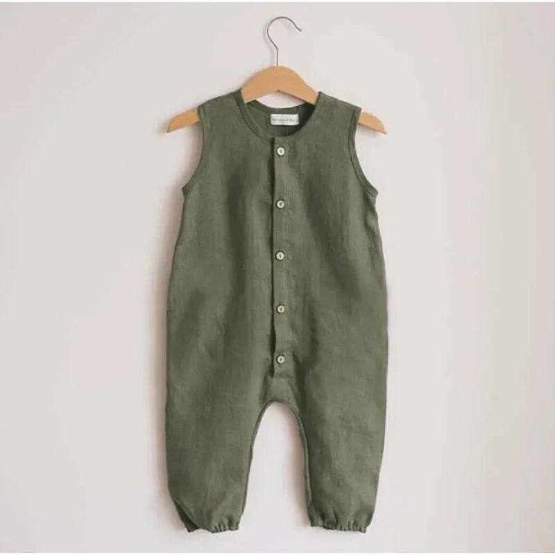 Summer Baby Romper Cotton Linen Jumpsuit