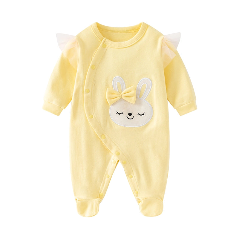 Cute Yellow Rabbit Baby Girl Jumpsuit BodySuit