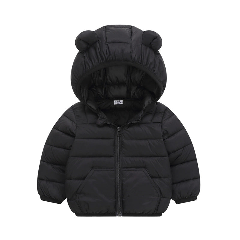 Cute Solid Hooded Cotton Jackets 2-6 Years Boys Girls