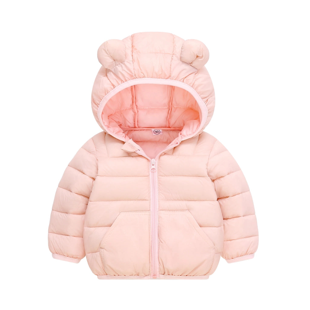 Cute Solid Hooded Cotton Jackets 2-6 Years Boys Girls