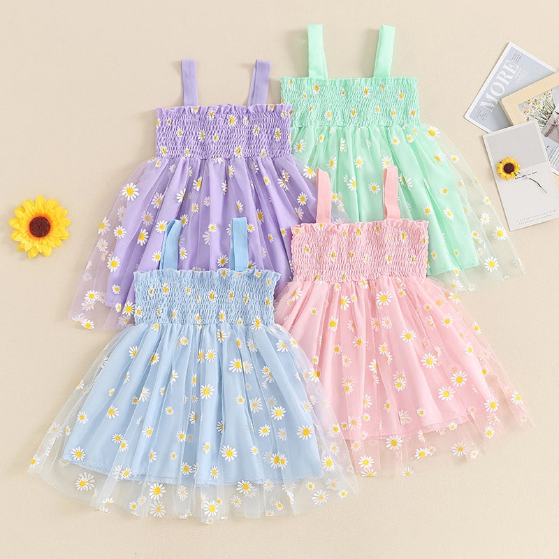 Girls Daisy Floral Tulle Princess Dress