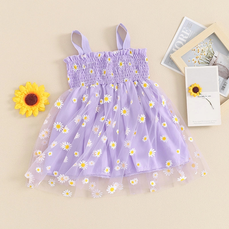 Girls Daisy Floral Tulle Princess Dress