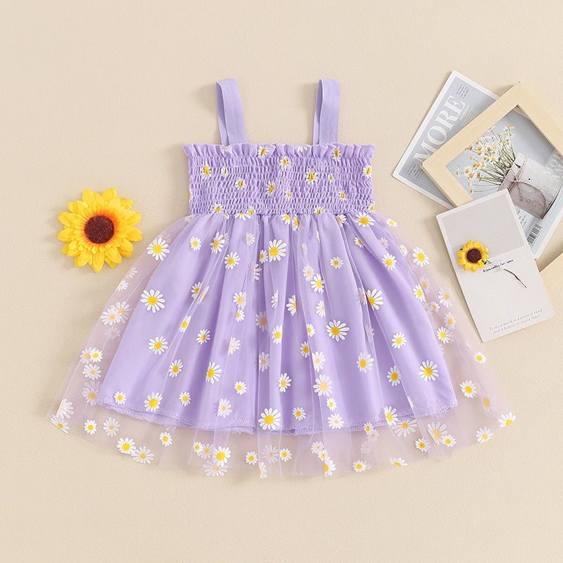 Girls Daisy Floral Tulle Princess Dress