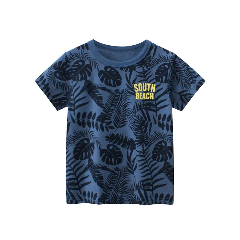 Boys' Beach Set - Coconut Tree Print T-Shirt + Shorts