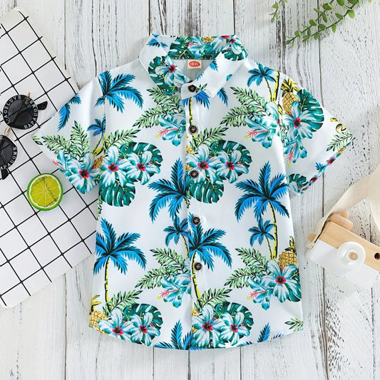 Stylish Floral & Leaf Boys Summer Top