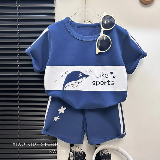 Kids 2PCS T-shirt & Shorts Set - Striped Summer Clothing