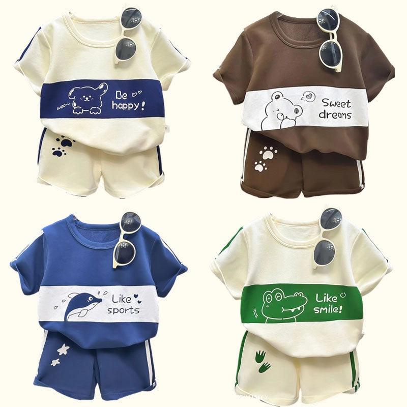 Kids 2PCS T-shirt & Shorts Set - Striped Summer Clothing